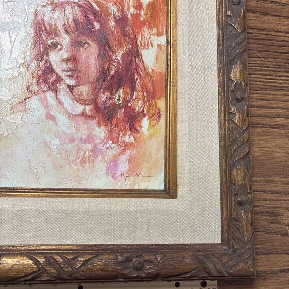 Signed Korin / Korim Vintage Frame Signed Child Portrait Oil Painting Must See! - Picture 3 of 11